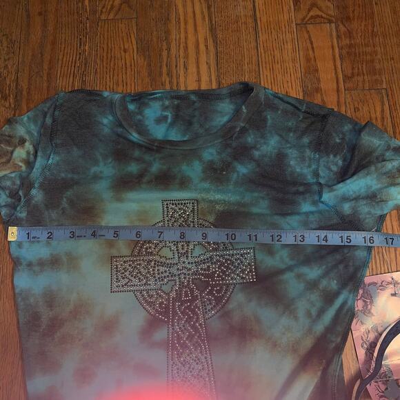 90’s NWT DEADSTOCK TIE DYE STUDDED FESTIVAL DRESS. MALTESE CROSS GRUNGE. - Picture 6 of 9